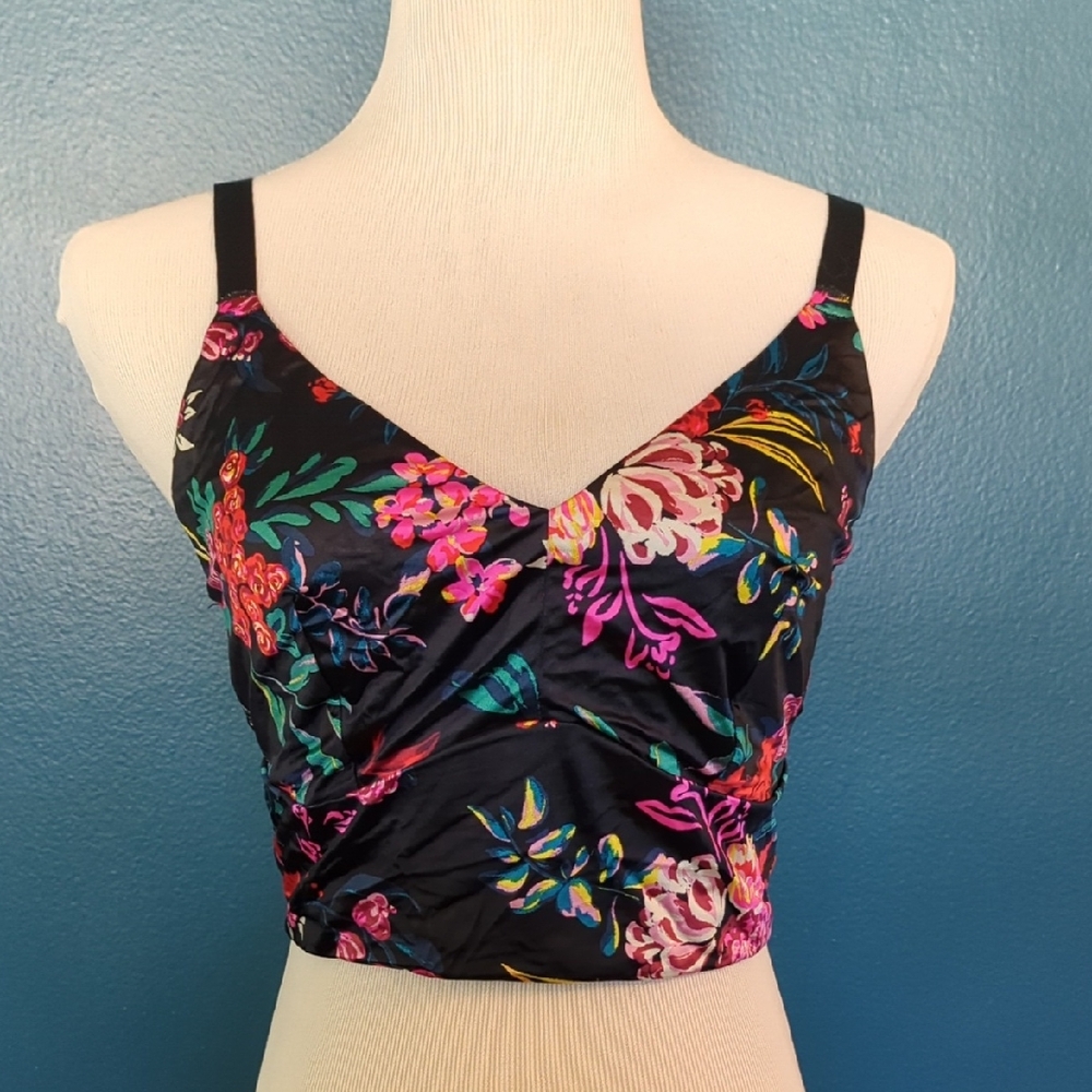 Auden Vibrant Floral Black Long Line Bustier